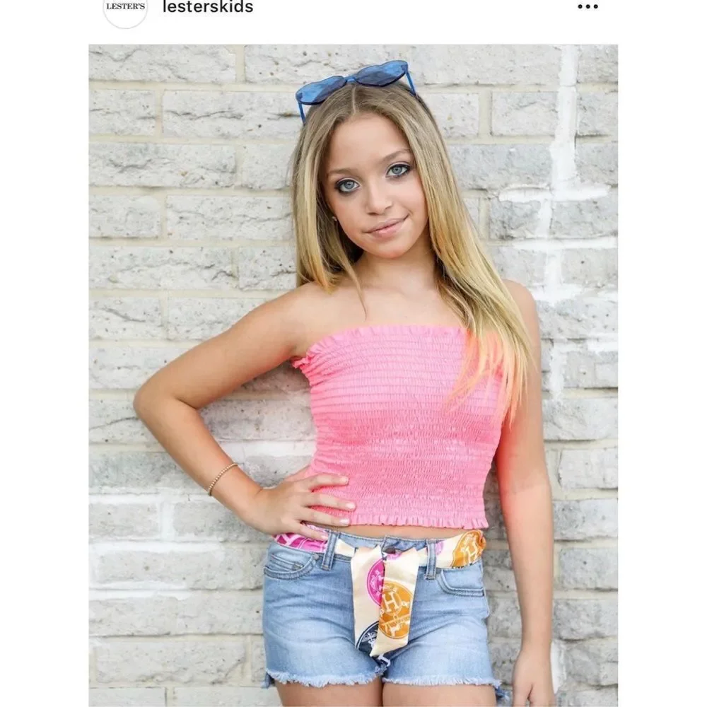 Kid’s White Denim Shorts W/ Silk Belt